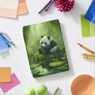 Sleepy panda in forest art iPad air cover