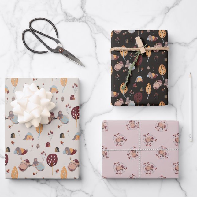 Sleepy Pets cute Wrapping Paper Sheet (Front)