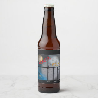 Sleepy Pils, name and style Beer Bottle Label