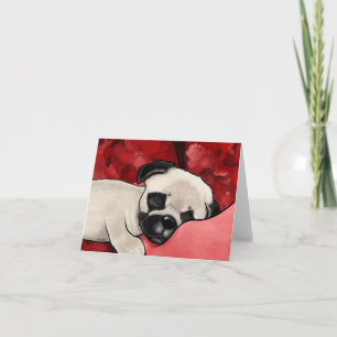Sleepy Pug Puppy Blank Notecard
