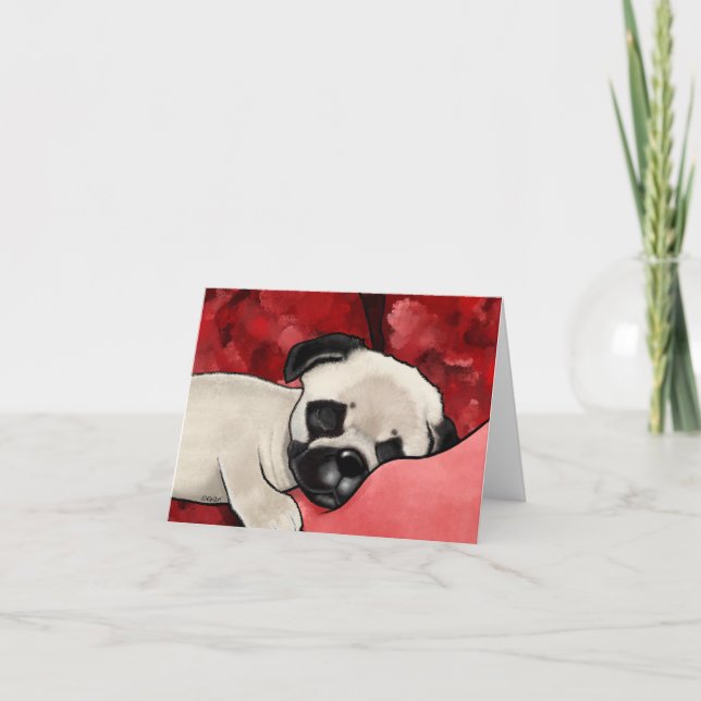 Sleepy Pug Puppy Blank Notecard (Front)