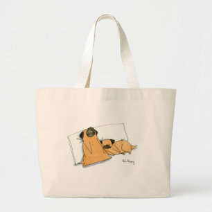 Sleepy Pugs Large Tote Bag
