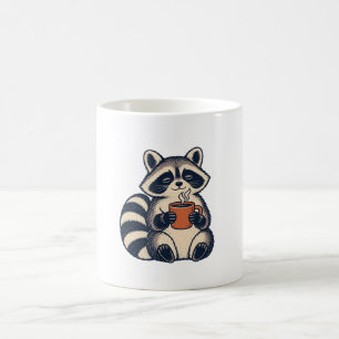 Sleepy Racoon with Terracotta Coffee Mug