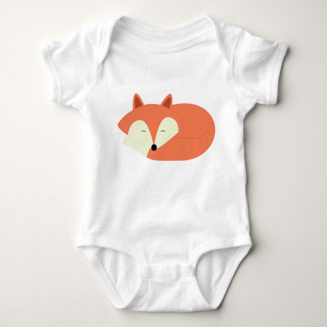 Sleepy Red Fox Baby Bodysuit (Front)