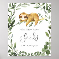 Sleepy Sloth Baby Shower Guess How Many Socks