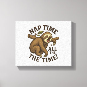 Sleepy Sloth Funny Canvas Print