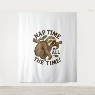 Sleepy Sloth Funny Tapestry