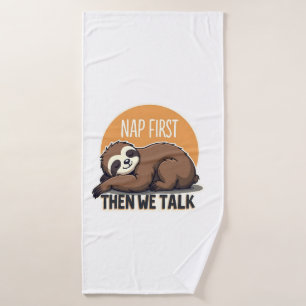 Sleepy Sloth Quote Vintage Cute Lazy Animal Shirt  Bath Towel