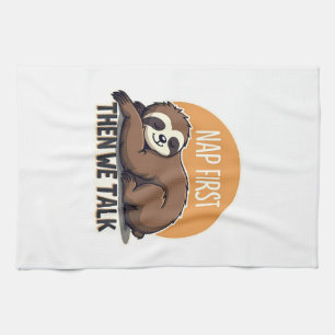 Sleepy Sloth Quote Vintage Cute Lazy Animal Shirt  Tea Towel