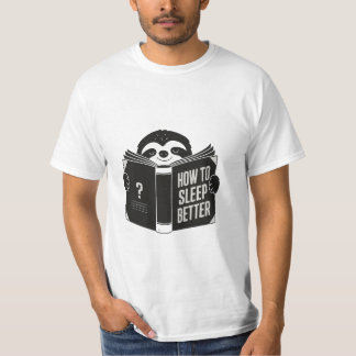 Sleepy Sloth Reading a Self-Help Book T-Shirt