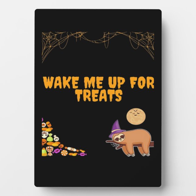 Sleepy sloth ready for Halloween treats! Classic T Plaque (Front)