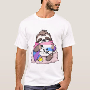 Sleepy Sloth with Bisexual Flag – Funny Pride Gift T-Shirt