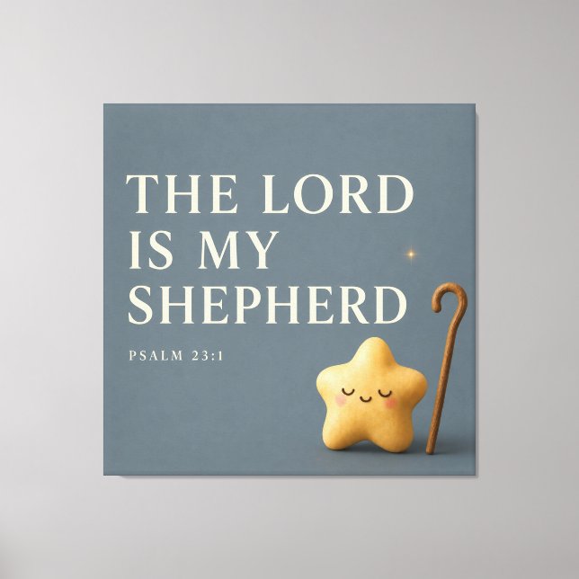 Sleepy Star | Psalm 23:1 | Blue Grey Canvas Print (Front)