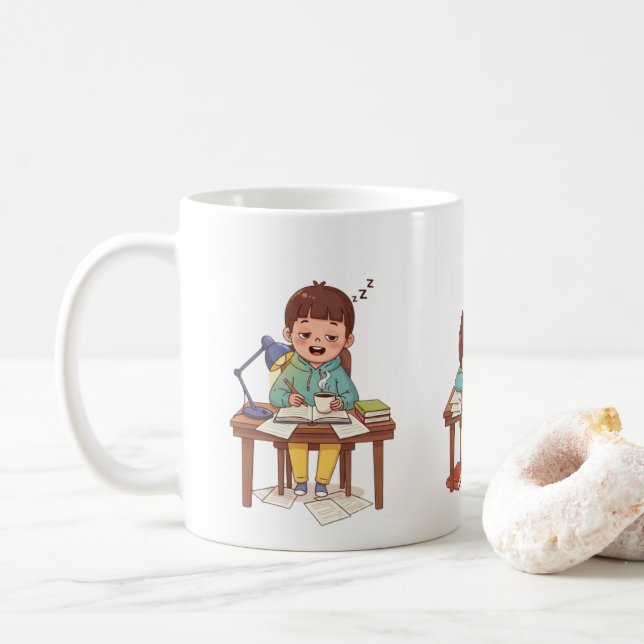 Sleepy Studying Child Mug – Children’s Day Mug (With Donut)