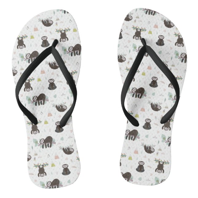 Sleepy Sweet Sloth Pattern Jandals (Footbed)