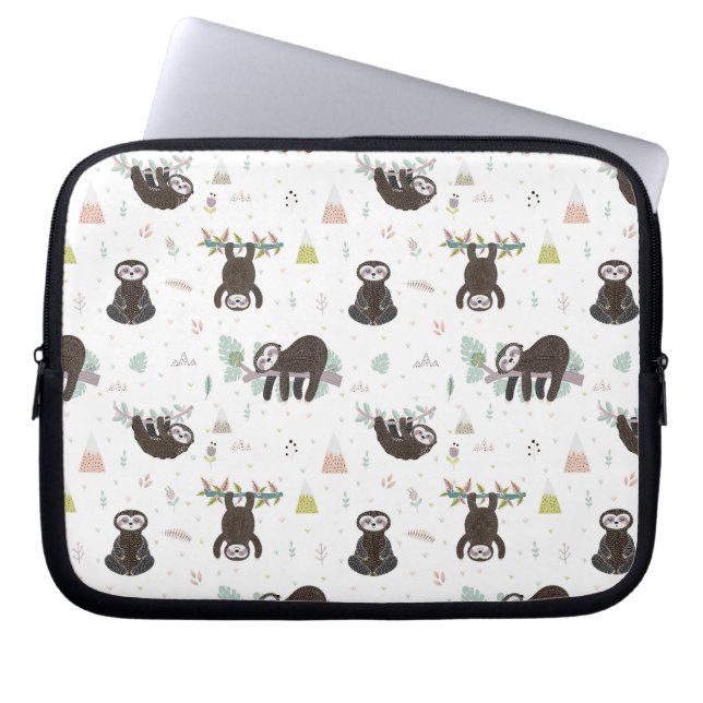 Sleepy Sweet Sloth Pattern Laptop Sleeve (Front)