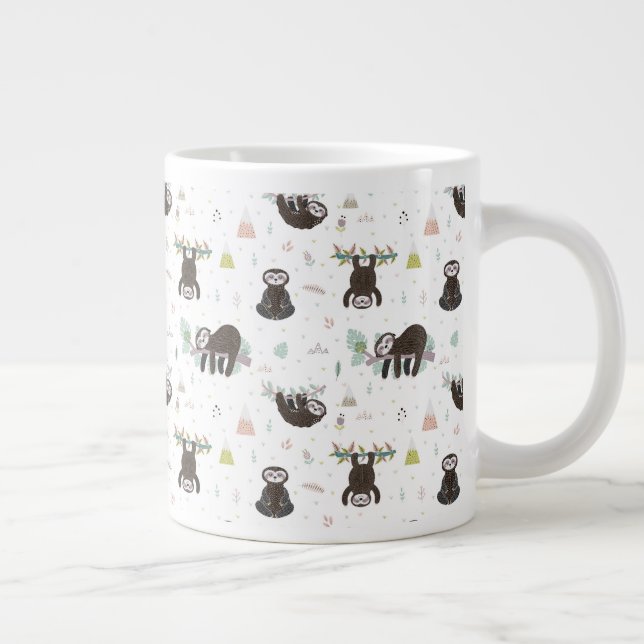 Sleepy Sweet Sloth Pattern Large Coffee Mug (Right)