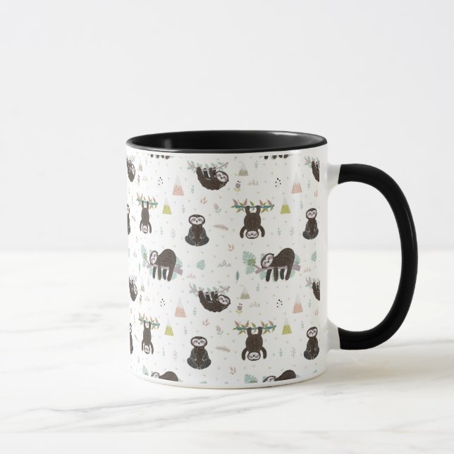Sleepy Sweet Sloth Pattern Mug (Right)