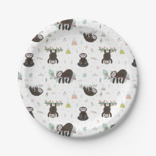 Sleepy Sweet Sloth Pattern Paper Plate