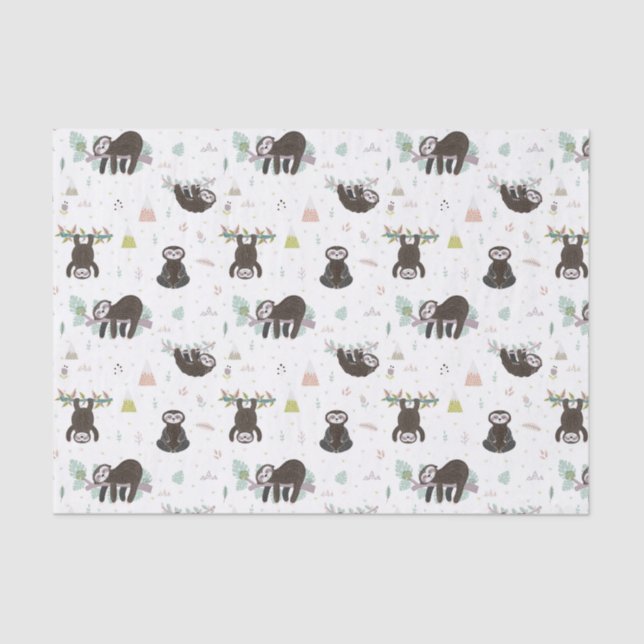 Sleepy Sweet Sloth Pattern Tissue Paper (Front)