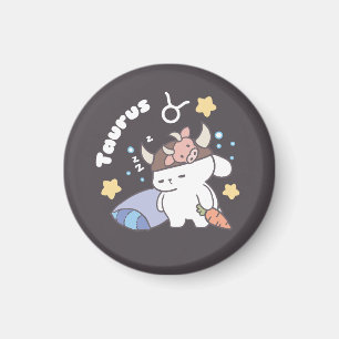 Sleepy Taurus Bunny Pattern - Zodiac  Magnet