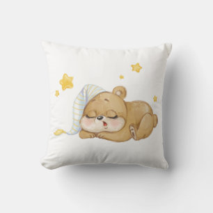 Sleepy Teddy Bear Cushion – Softness & Starry Drea