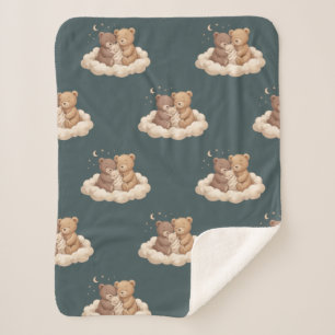 Sleepy Teddy Bears Cloud Baby Blanket