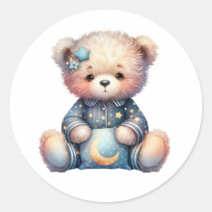 Sleepy Teddy Classic Round Sticker