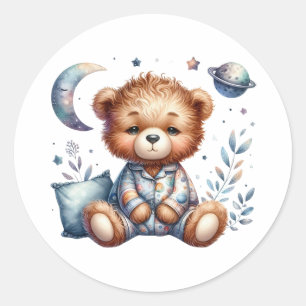 Sleepy Teddy Classic Round Sticker