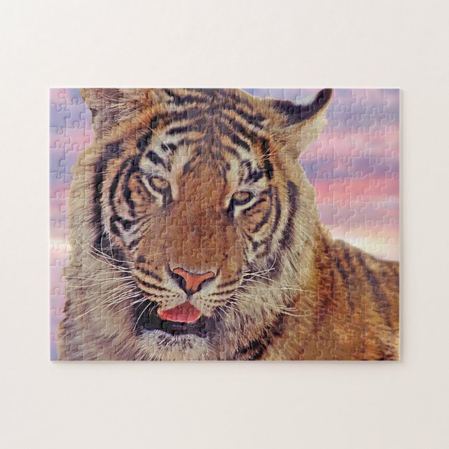 Sleepy Tiger at Sunset, Big Cat  Jigsaw Puzzle (Horizontal)