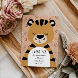 Sleepy Tiger Boho Woodland Thank You Baby Shower Card