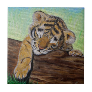 Sleepy Tiger cub Tile