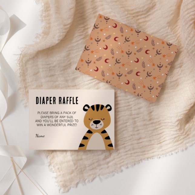 Sleepy Tiger Neutral Baby Shower Diaper Raffle Enclosure Card (Creator Uploaded)