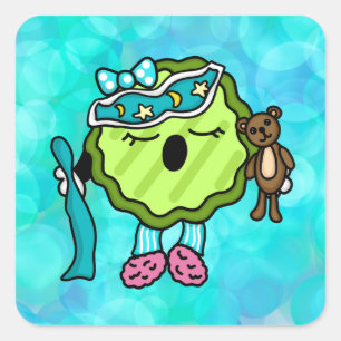 Sleepy Time Pickle   Night Night Jammies Square Sticker