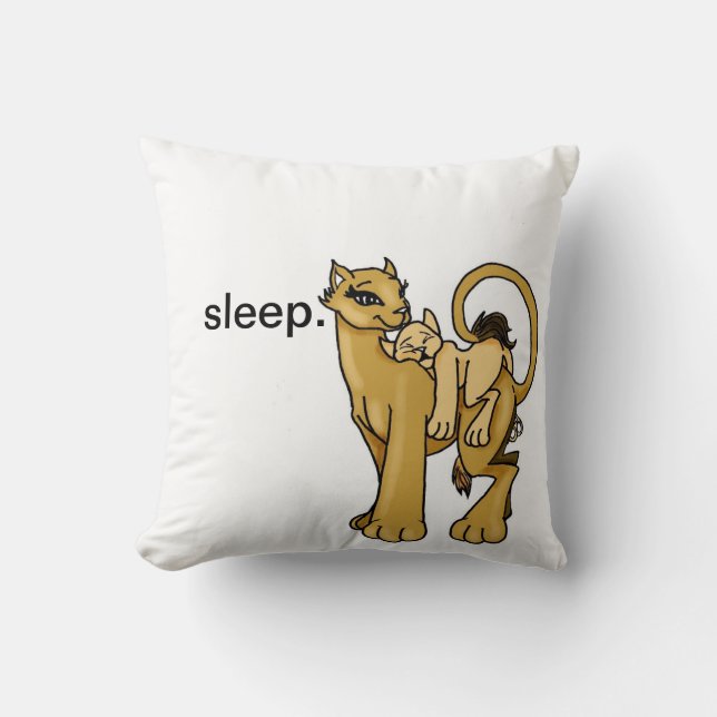Sleepy time pillow with mama lion and cub (Front)