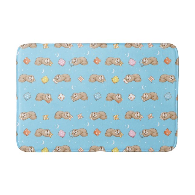 Sleepy Time Sloth Pattern Bath Mat (Front)