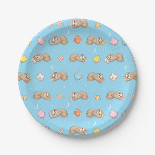 Sleepy Time Sloth Pattern Paper Plate