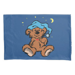 Sleepy Time Teddy Bear Blue Night Cap Pillowcase