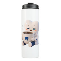 Sleepy Tooth Drinking Coffee Funny Dentist Water B
