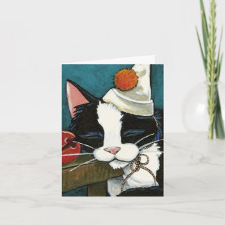Sleepy Tuxedo Cat Clown Note Card