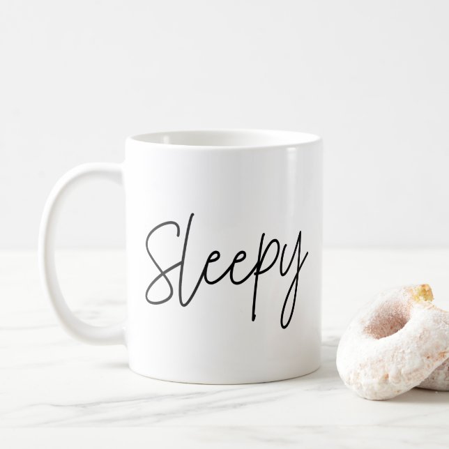 Sleepy Typography    Coffee Mug (With Donut)