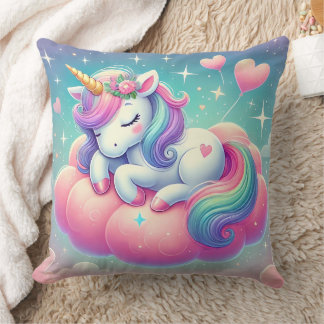 Sleepy Unicorne Valentine's Day Gift Throw Pillow