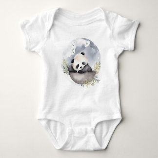 Sleepy Watercolor Baby Panda Bear Bodysuit