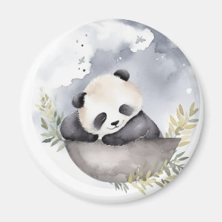 Sleepy Watercolor Baby Panda Bear Magnet