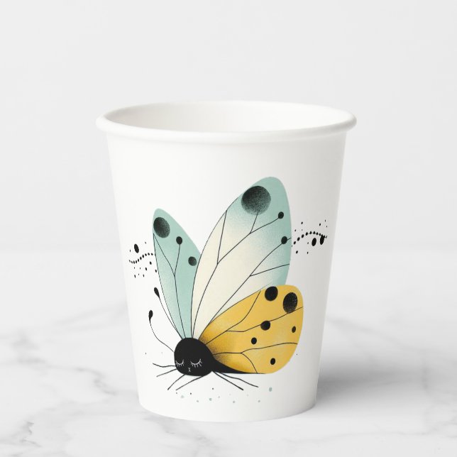 Sleepy Whimsical Butterfly  Paper Cups (Front)