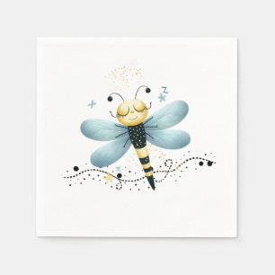 Sleepy Whimsical Dragonfly  Napkin
