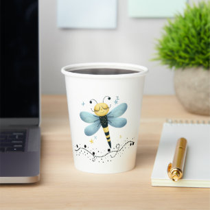 Sleepy Whimsical Dragonfly Paper Cup