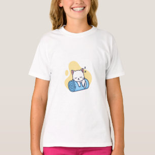 Sleepy Yoga Mat Kitten Kids T-Shirt