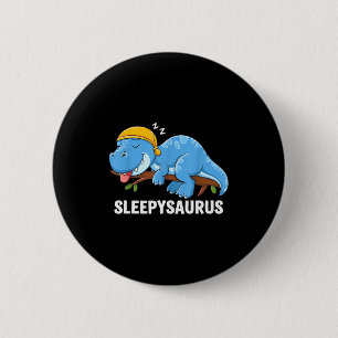 Sleepysaurus Dinosaur Pajama Sleeng 6 Cm Round Badge