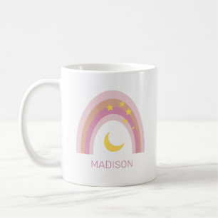 'Sleepytime Rainbow', Cute Boho Pink custom Coffee Mug